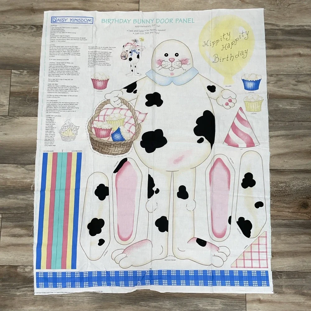 Daisy Kingdom Birthday Bunny Door Panel preprinted fabric 54